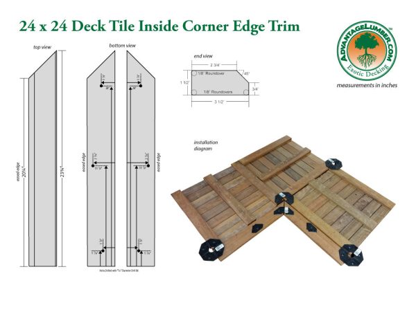 24 x 24 Advantage Deck Tile® Edge Trim - Inside Corner Set Cheap - Image 2
