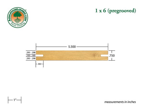 1 x 6 Garapa Wood Pre-Grooved Decking Sale - Image 2