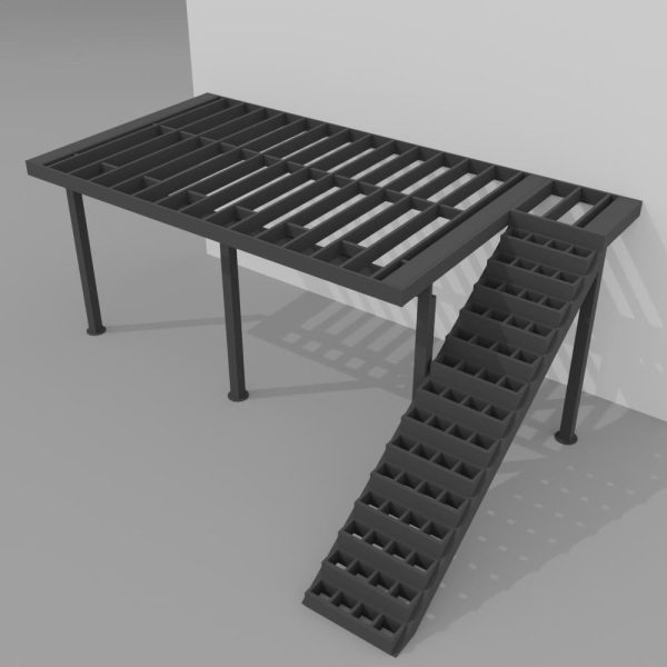 New Castle Steel Deck Framing Kit - 12x20 Deck, Dropped Beam, Picture Frame, 14 Stairs with 4x4 Landing For Cheap